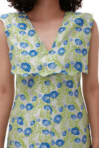 Robe longue à col ondulé 3D en jacquard - Oyster Gray