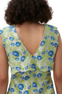 Robe longue à col ondulé 3D en jacquard - Oyster Gray
