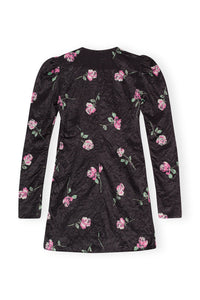 Robe courte fluide à col V en satin - Black