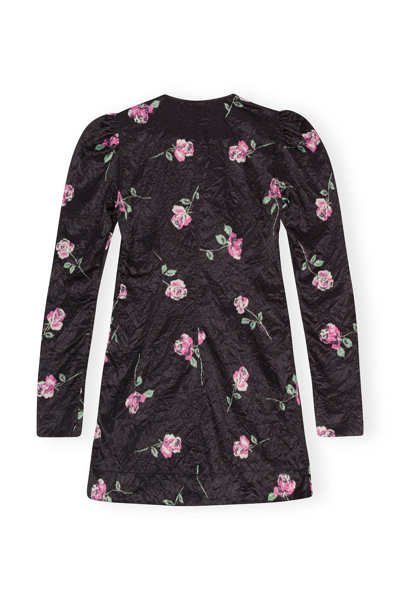 Robe courte fluide à col V en satin - Black