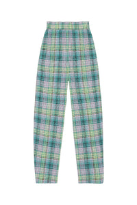 Pantalon élastique à carreaux en crêpe - Lagoon