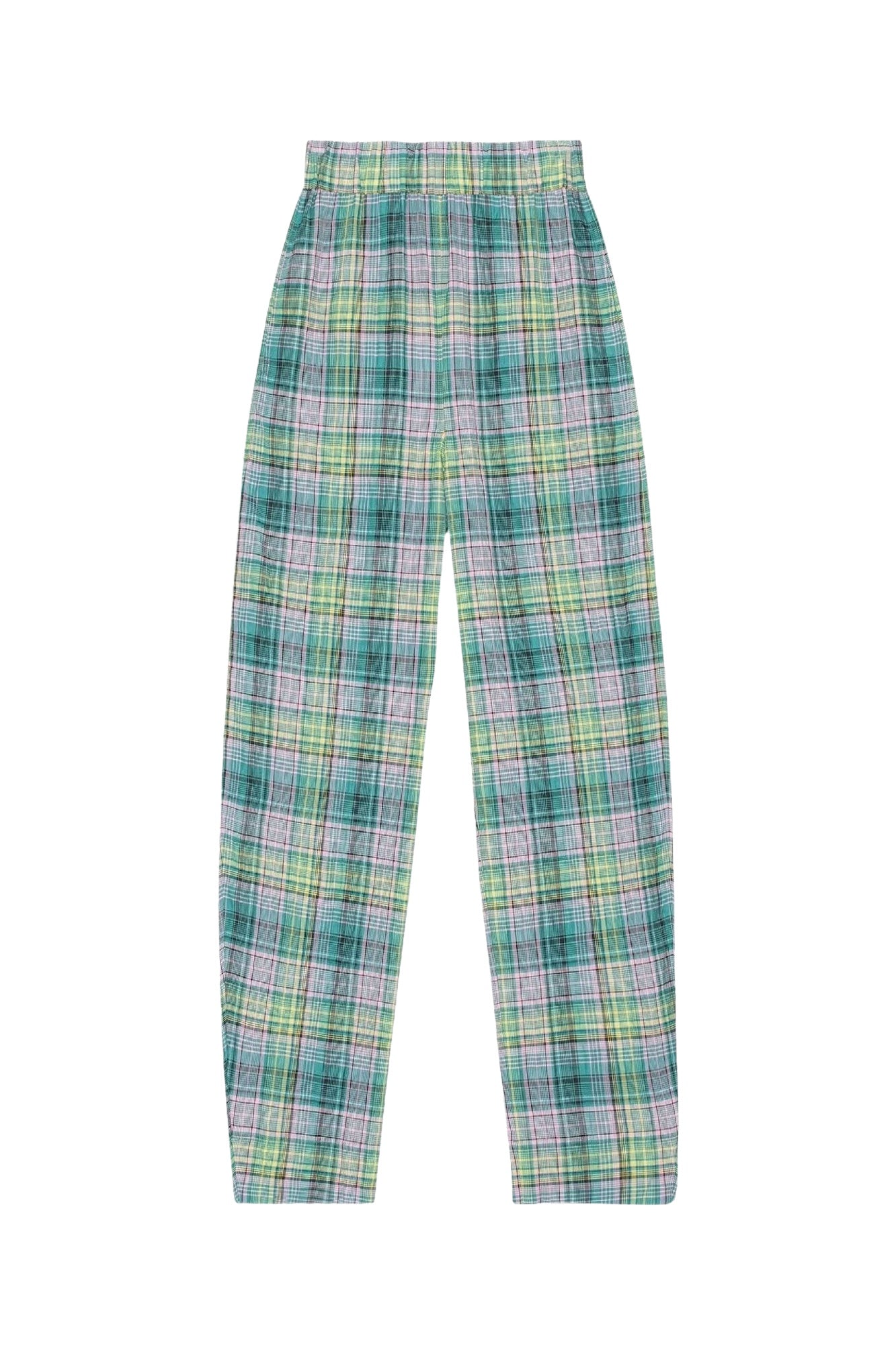 Pantalon élastique à carreaux en crêpe - Lagoon