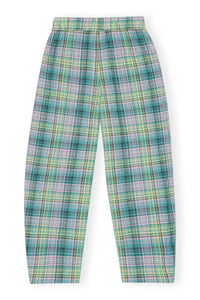 Pantalon élastique à carreaux en crêpe - Lagoon