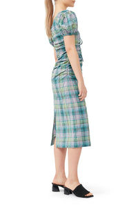 Robe midi froncée à carreaux - Lagoon