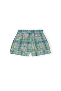 Checked seersucker shorts - Lagoon