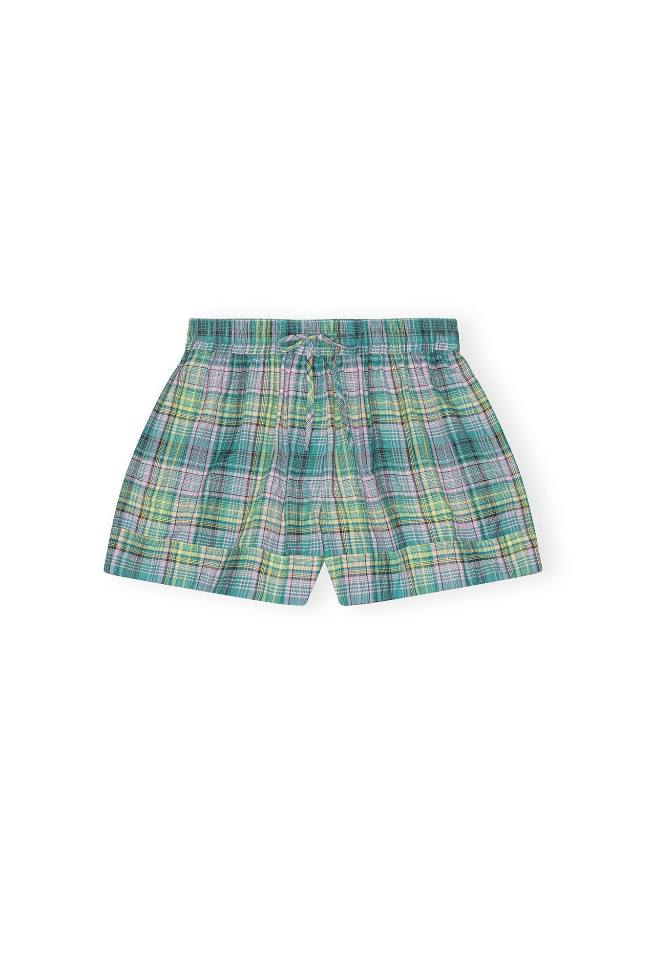 Checked seersucker shorts - Lagoon