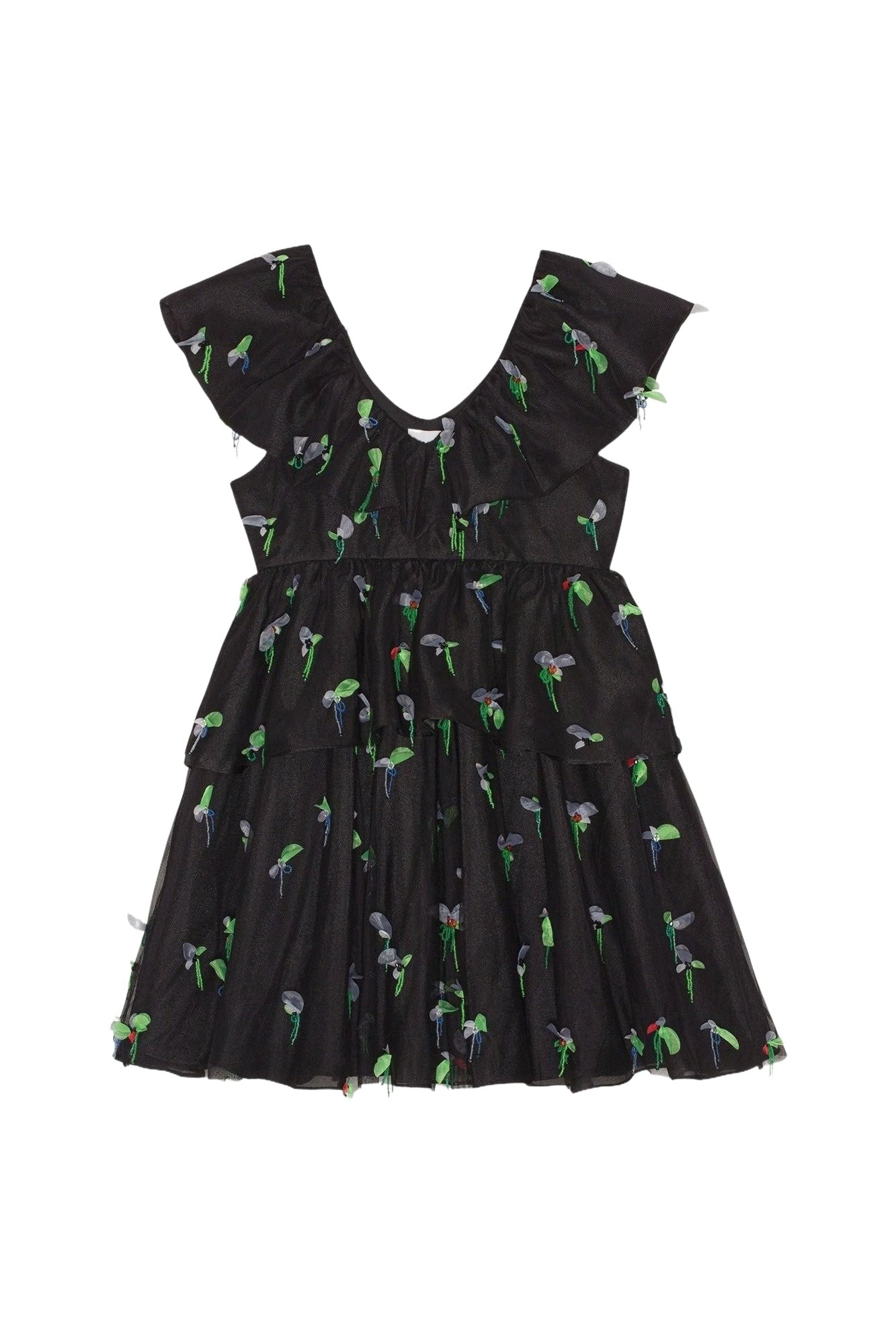 Robe courte à ornements en maille - Black