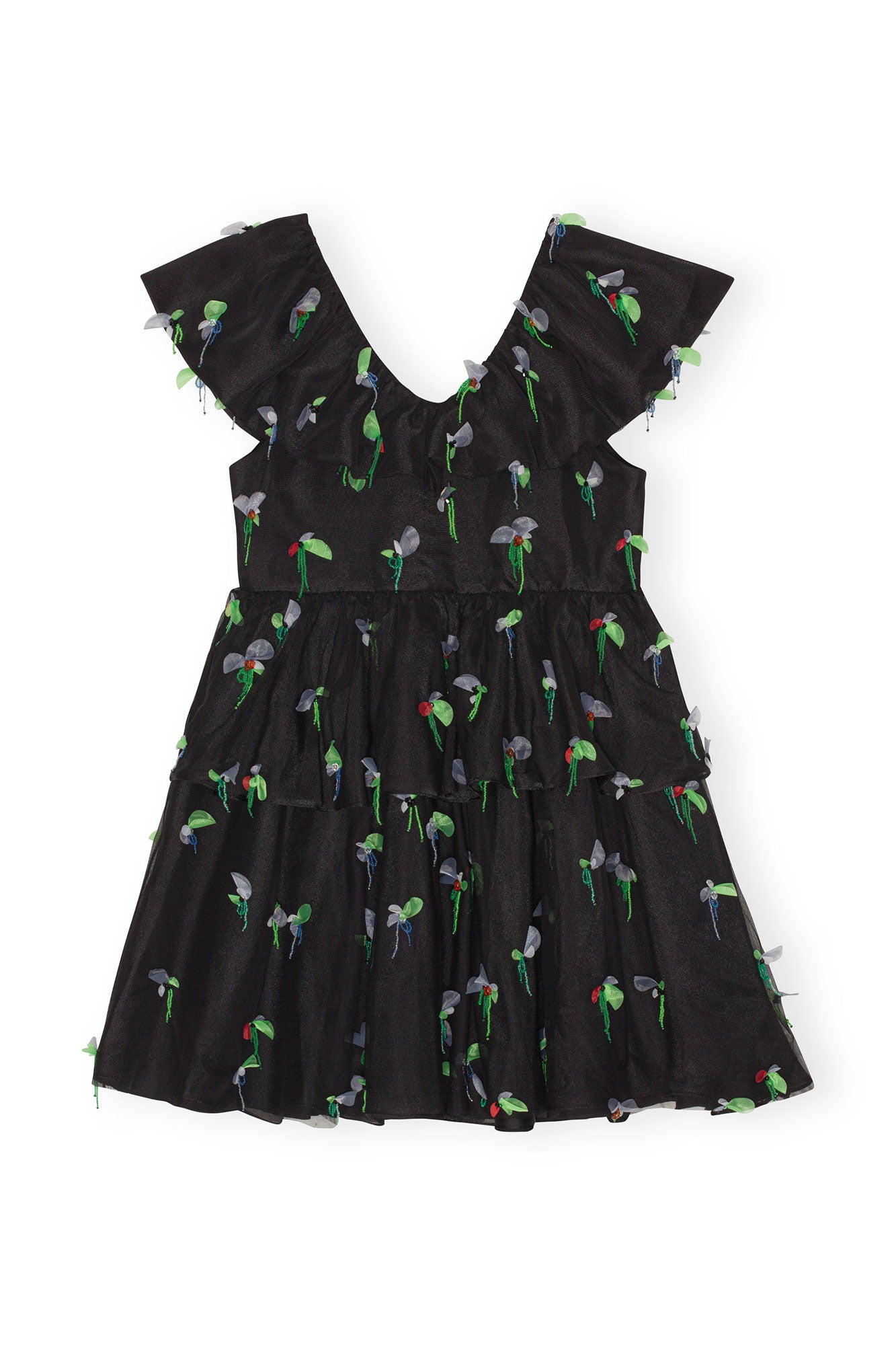 Robe courte à ornements en maille - Black
