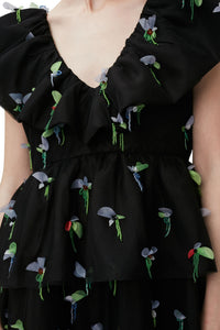 Robe courte à ornements en maille - Black