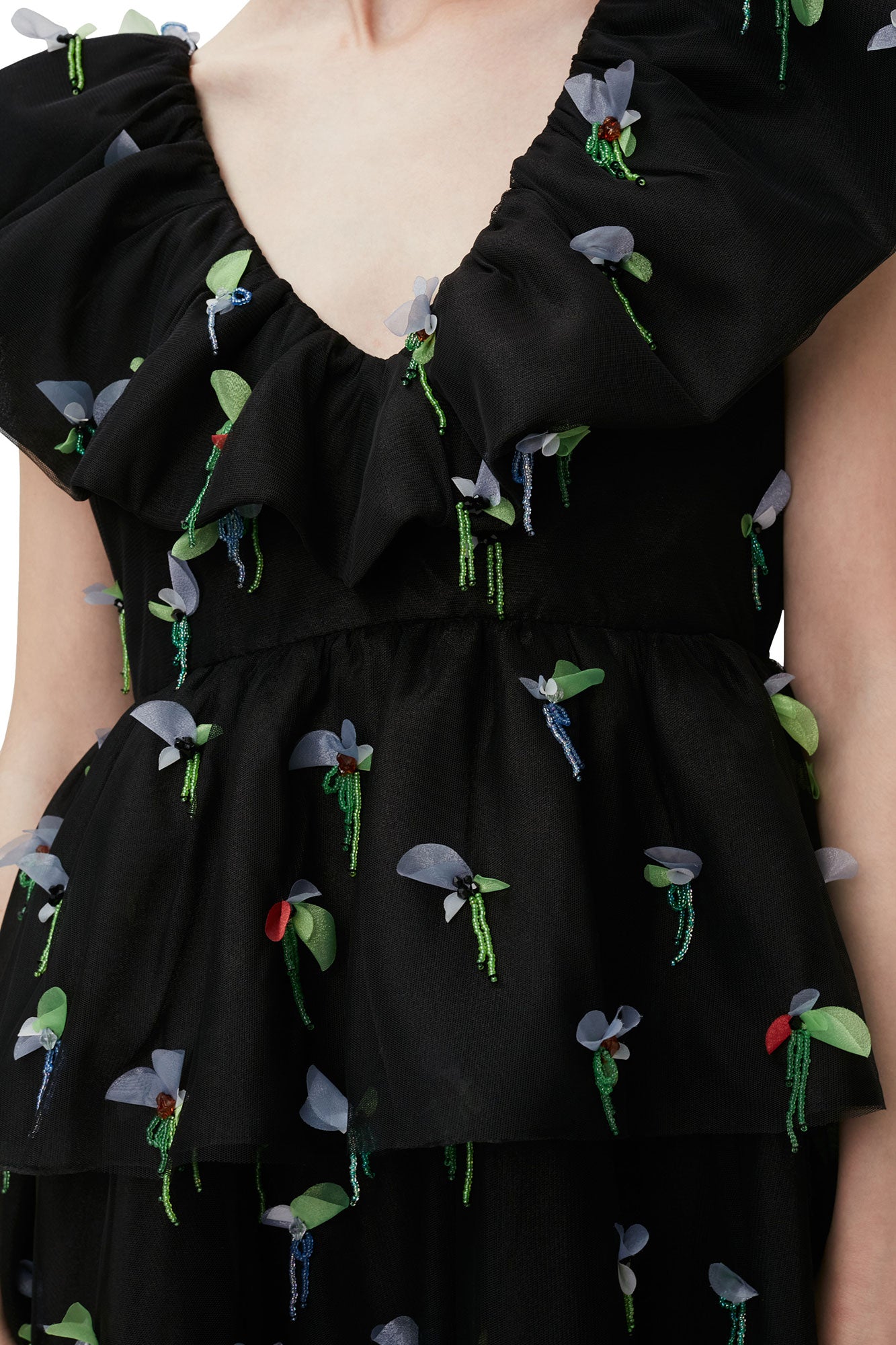 Robe courte à ornements en maille - Black