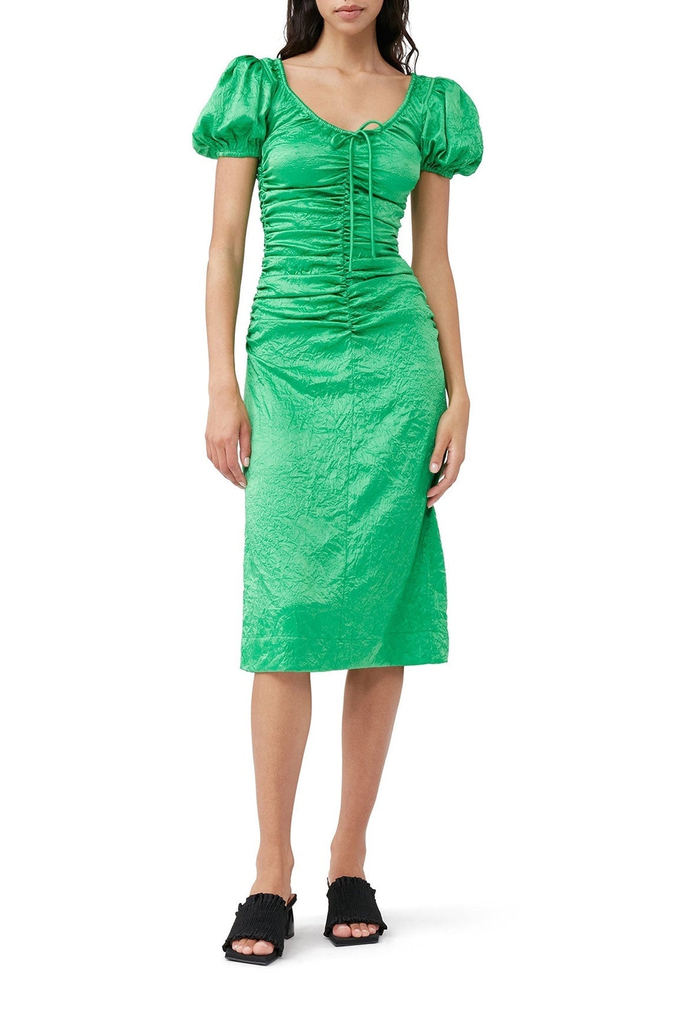 Robe midi fluide en satin - Bright Green