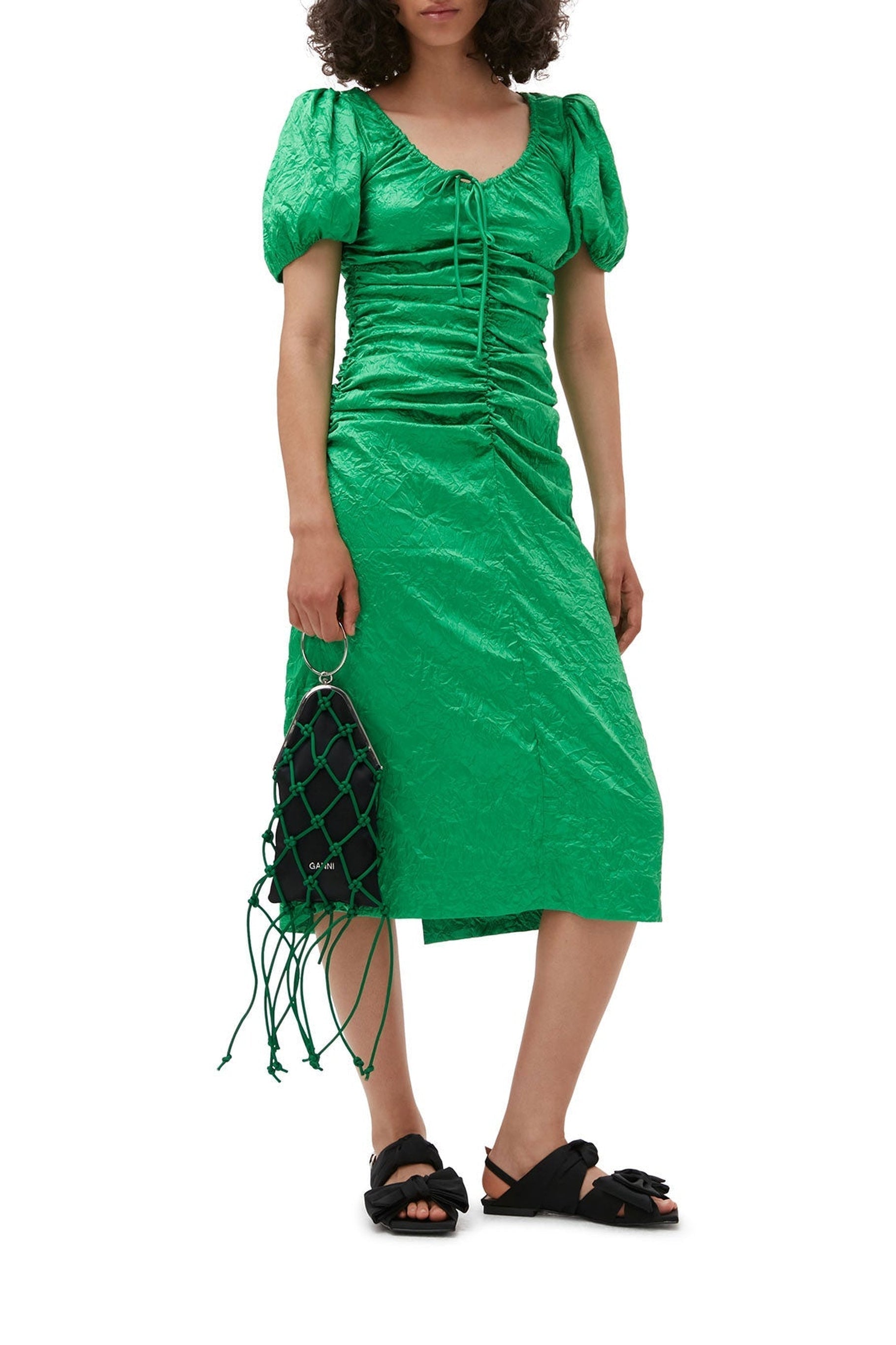 Robe midi fluide en satin - Bright Green
