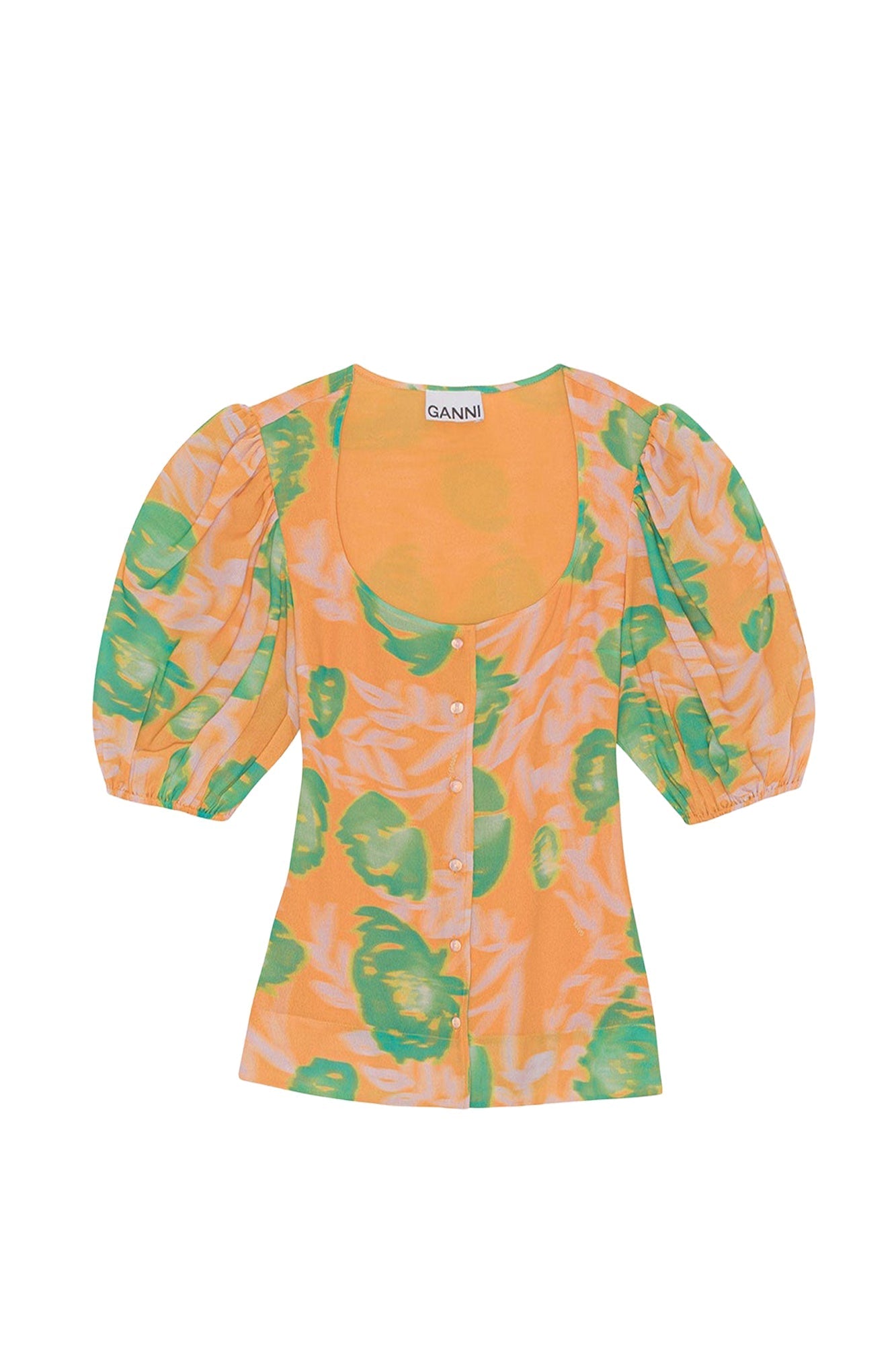 Chemisier boutonné en crêpe imprimé - Vibrant Orange