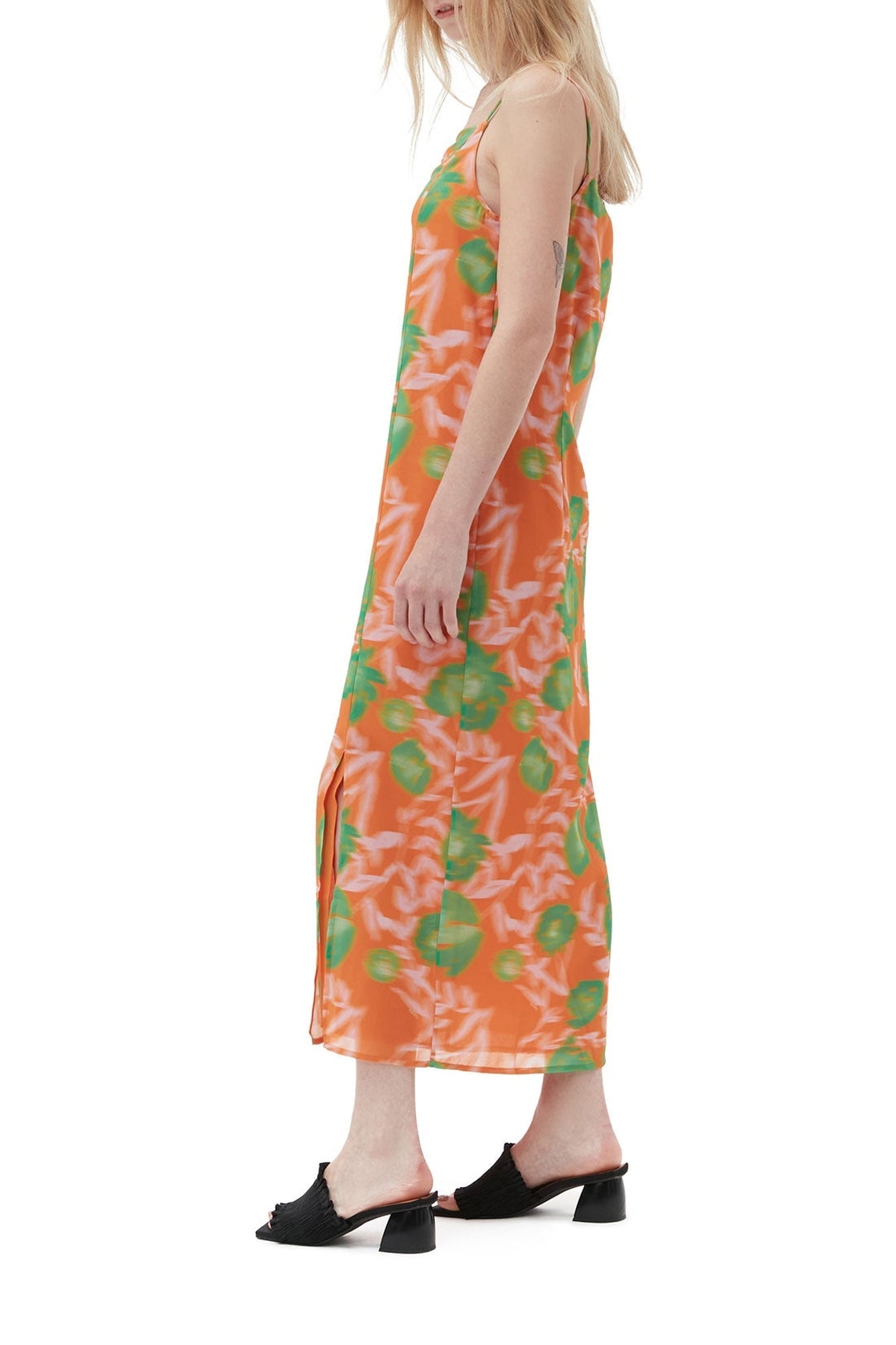Robe nuisette imprimée en crêpe - Vibrant Orange