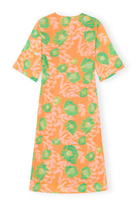 Printed crepe V-neck dress - Vibrant Orange
