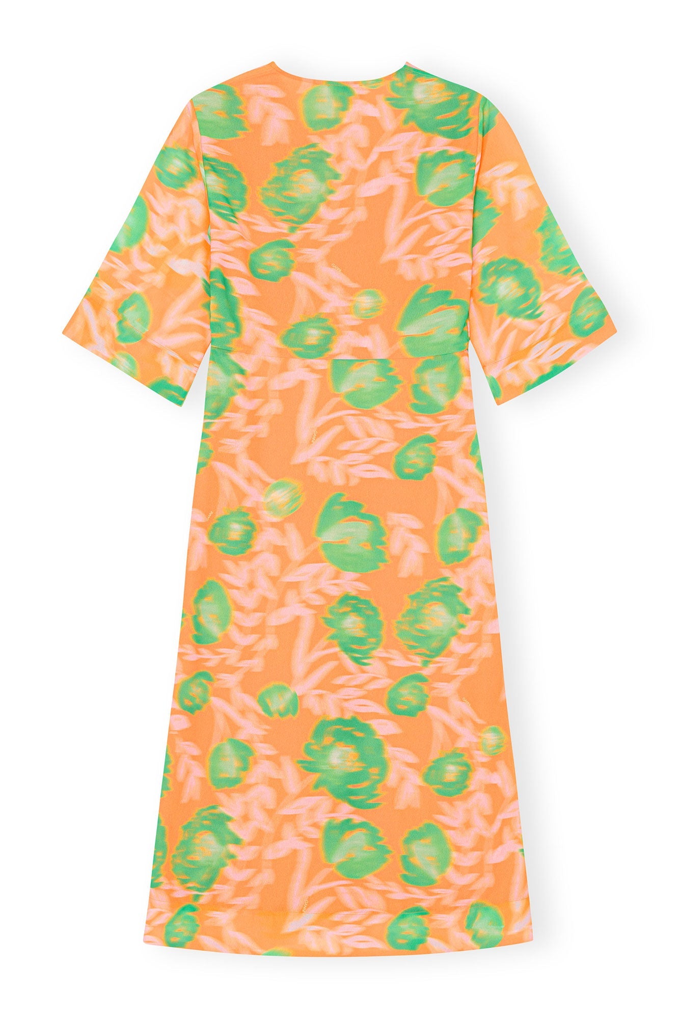 Printed crepe V-neck dress - Vibrant Orange
