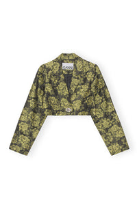 Blazer court floral en jacquard - Lemon Zest