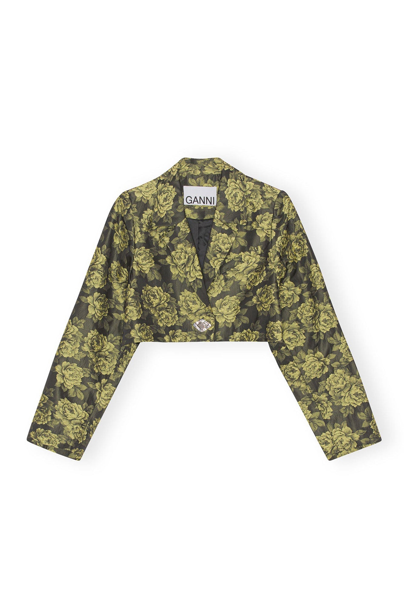 Blazer court floral en jacquard - Lemon Zest