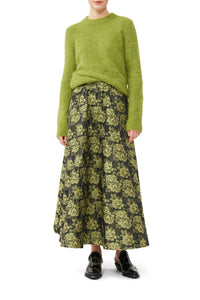 Floral jacquard long skirt - Lemon Zest