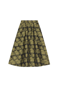 Floral jacquard long skirt - Lemon Zest