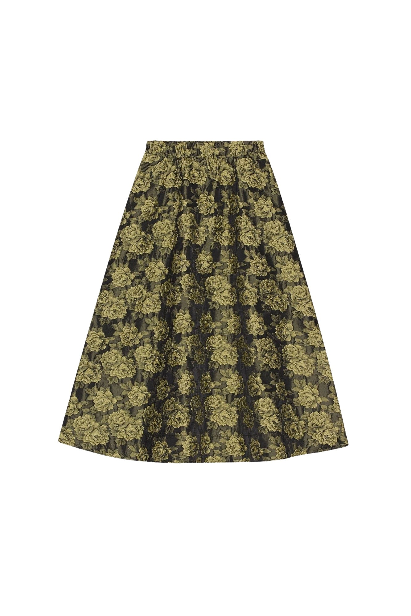 Floral jacquard long skirt - Lemon Zest