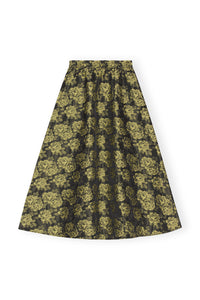 Jupe longue de tailleur de fleurs en jacquard - Lemon Zest