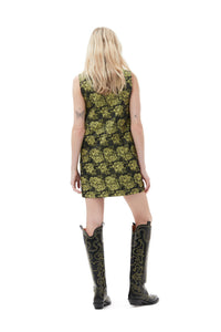 Robe courte de tailleur de fleurs en jacquard - Lemon Zest