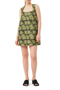 Robe courte de tailleur de fleurs en jacquard - Lemon Zest