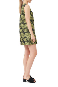 Robe courte de tailleur de fleurs en jacquard - Lemon Zest