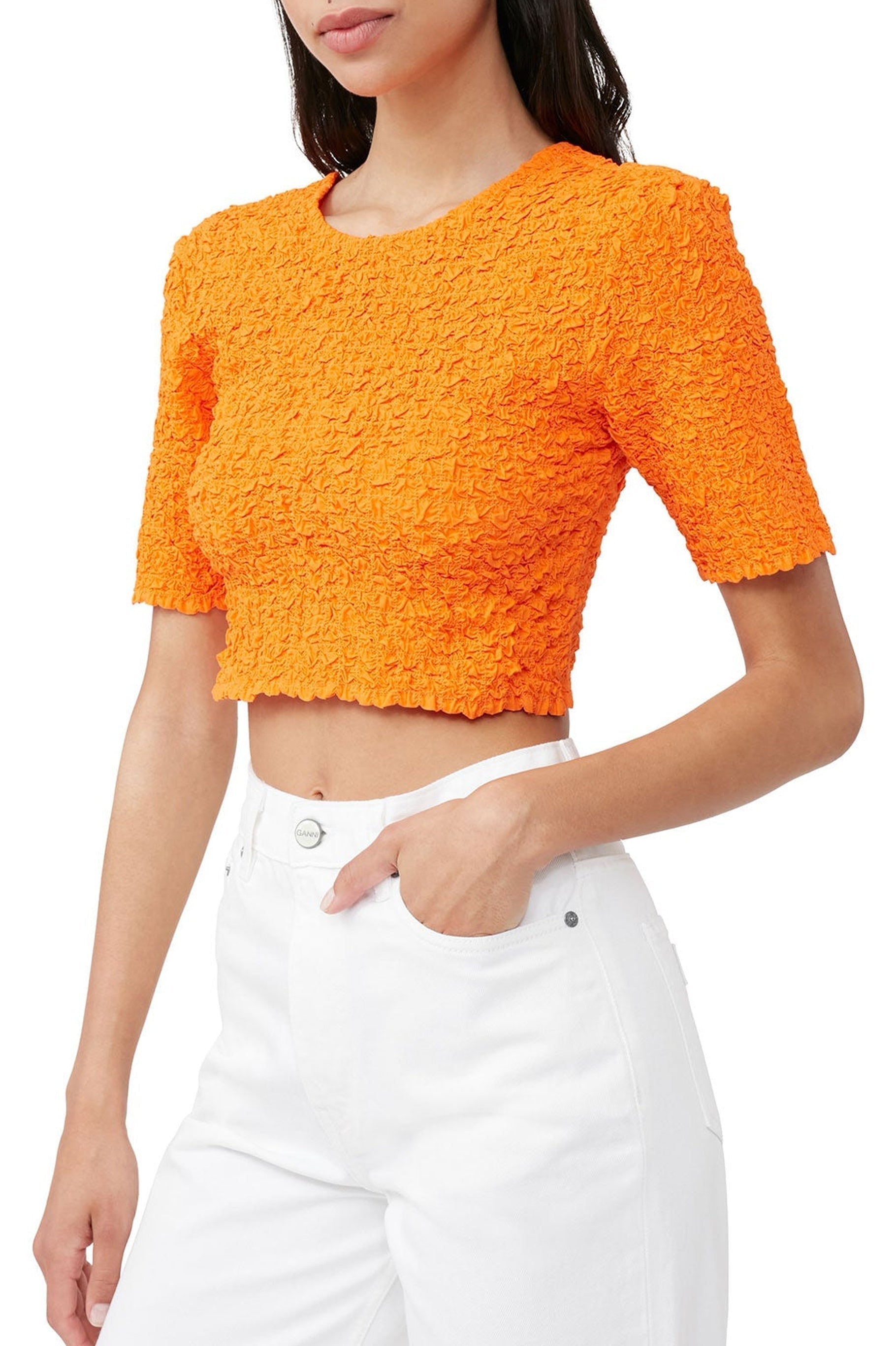 Top court smocké - Vibrant Orange