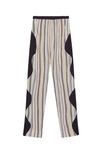 Pantalon élastique à rayures Mix Slub - Lily Green