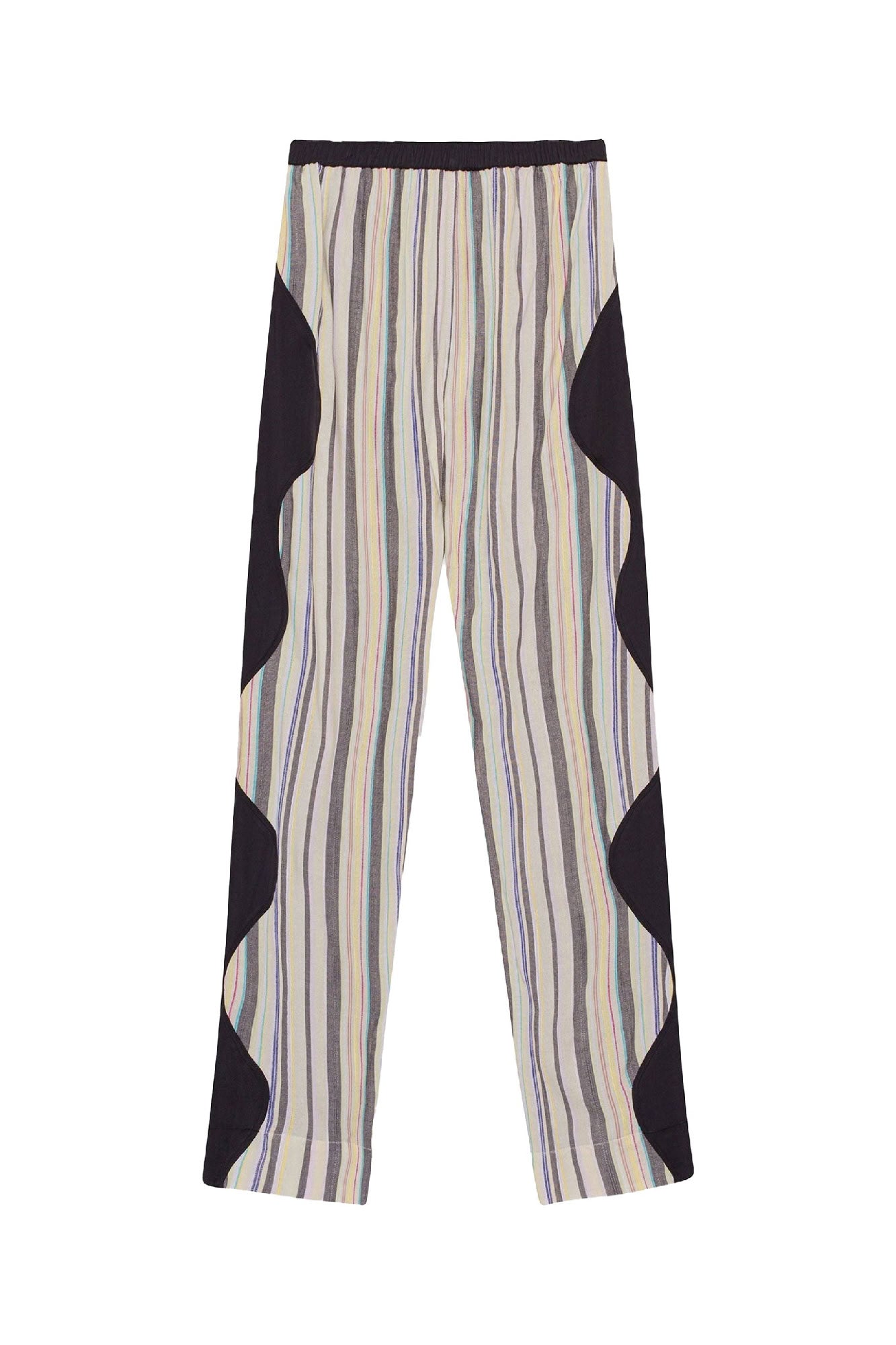 Pantalon élastique à rayures Mix Slub - Lily Green