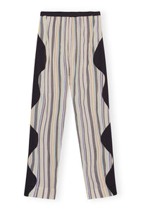 Pantalon élastique à rayures Mix Slub - Lily Green
