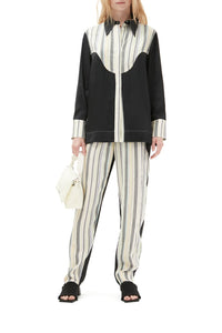 Pantalon élastique à rayures Mix Slub - Lily Green