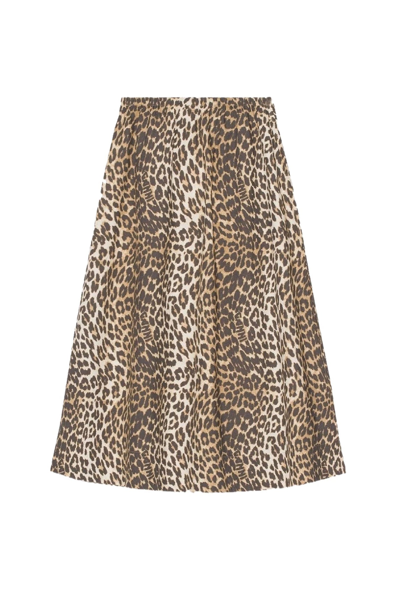 Long elastic skirt with animal print - Leopard Almond Milk
