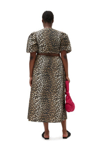 Long elastic skirt with animal print - Leopard Almond Milk