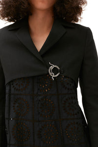 Blazer court en coton - Black