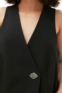 Top long sans manches en coton - Black