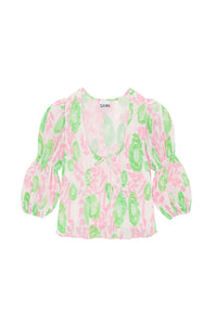 Pleated and decollete blouse - Pink Tulle