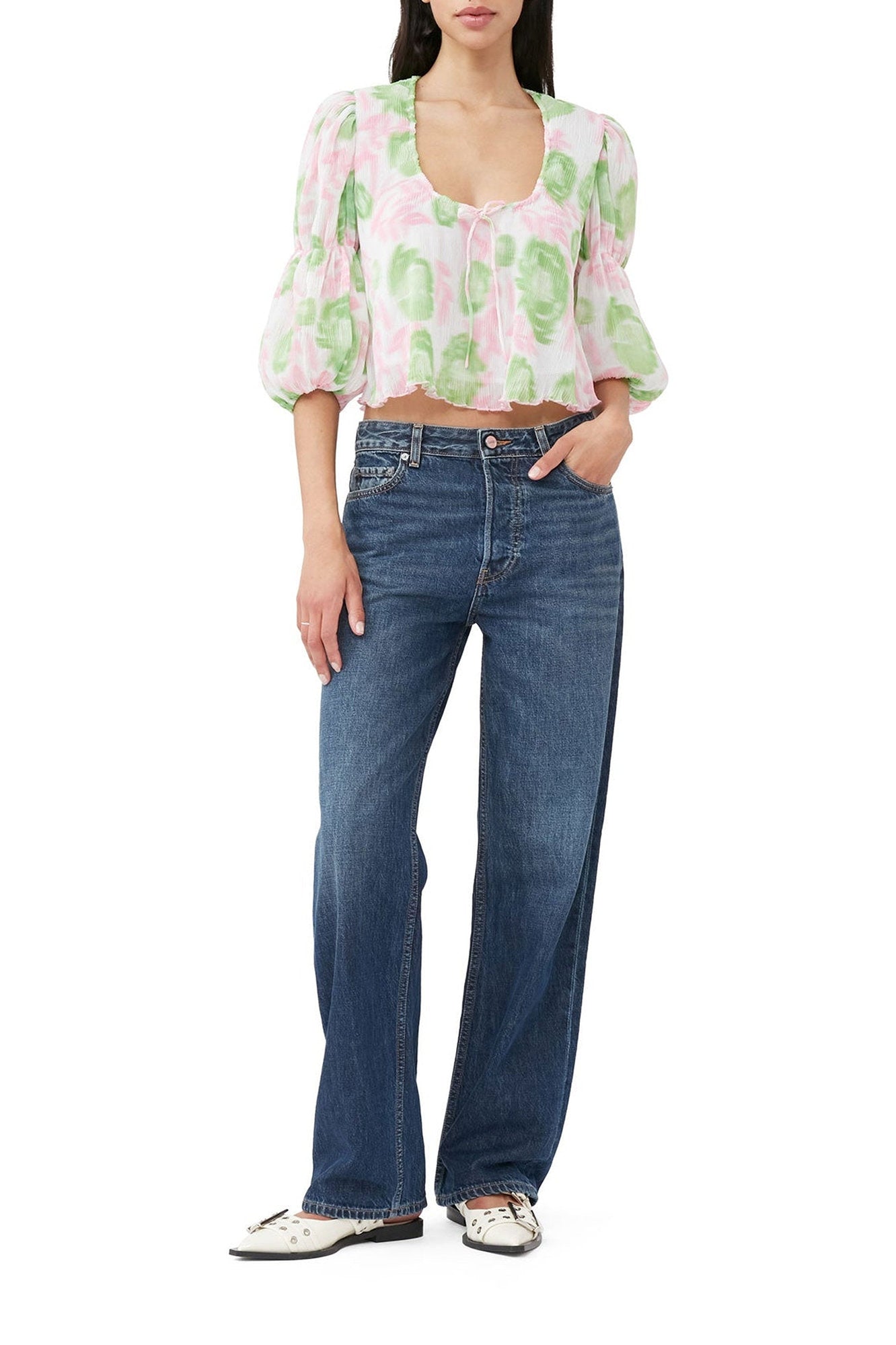 Blouse plissée et décollectée - Pink Tulle