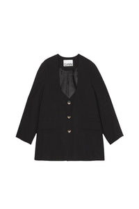 Blazer oversize drapé en tissu mélangé - Black