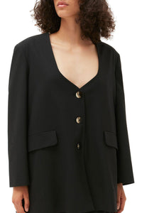 Blazer oversize drapé en tissu mélangé - Black