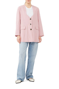 Blazer oversize drapé en tissu mélangé - Pink Tulle