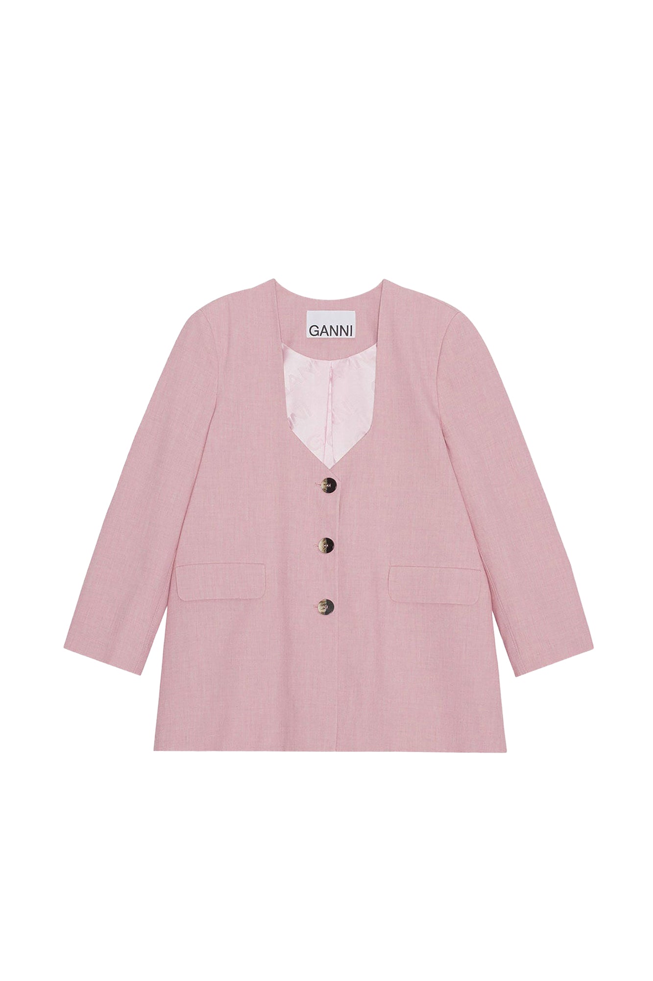 Oversized blazer draped in mixed fabric - Pink Tulle