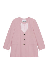 Blazer oversize drapé en tissu mélangé - Pink Tulle