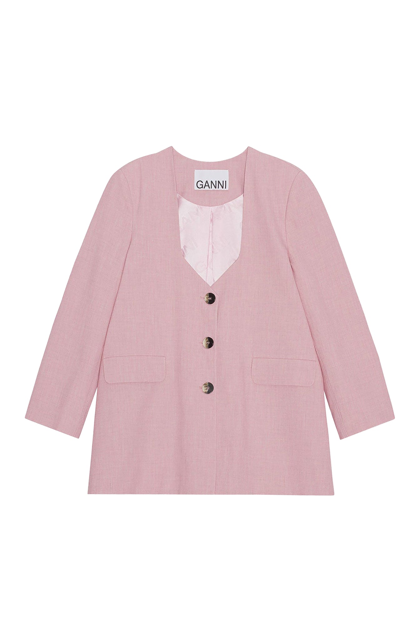 Blazer oversize drapé en tissu mélangé - Pink Tulle