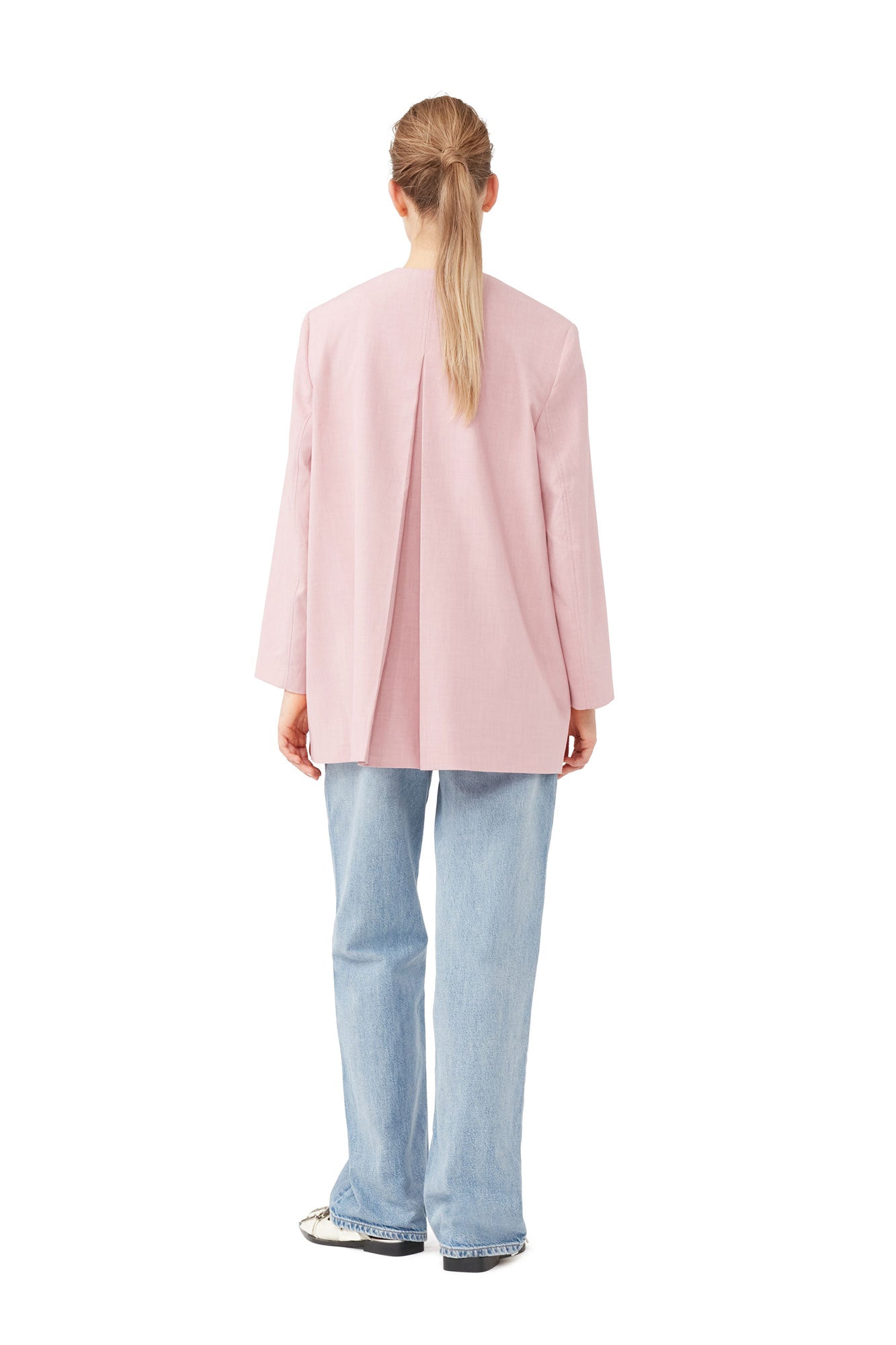 Blazer oversize drapé en tissu mélangé - Pink Tulle