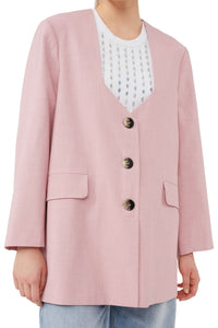 Blazer oversize drapé en tissu mélangé - Pink Tulle