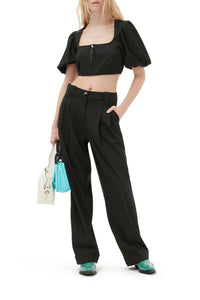 Blouse zippée fluide chiné - Black
