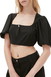 Mottled fluid zipped blouse - Black